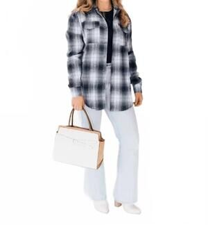 NEW HAHA MAMA lightweight flannel shirt in navy
